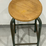 Industrial high stool in wood and iron