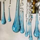 Murano glass waterfall chandelier with tassels and water drops