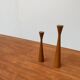 Vintage Danish teak candle holders, set of 2.
