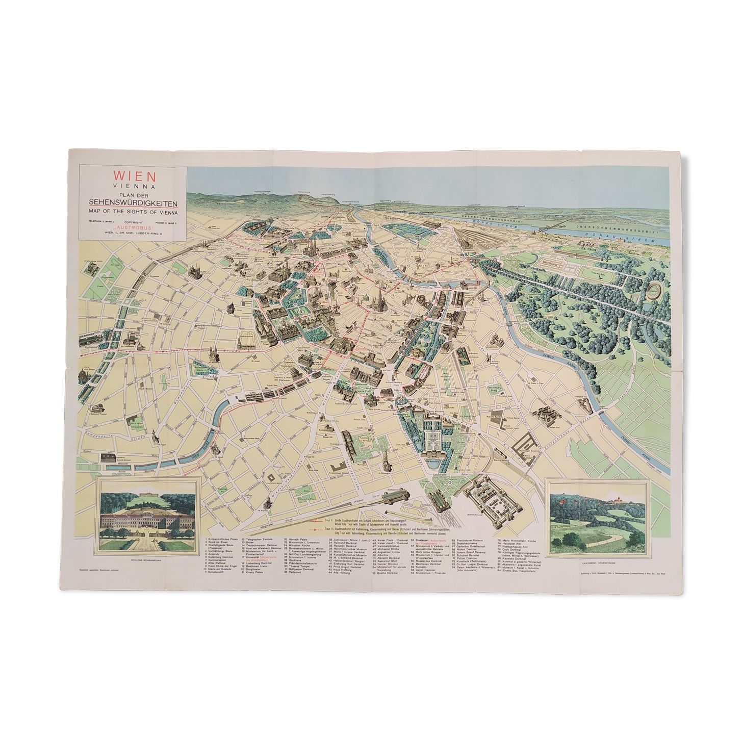 Carte vue du ciel de la ville de Vienne