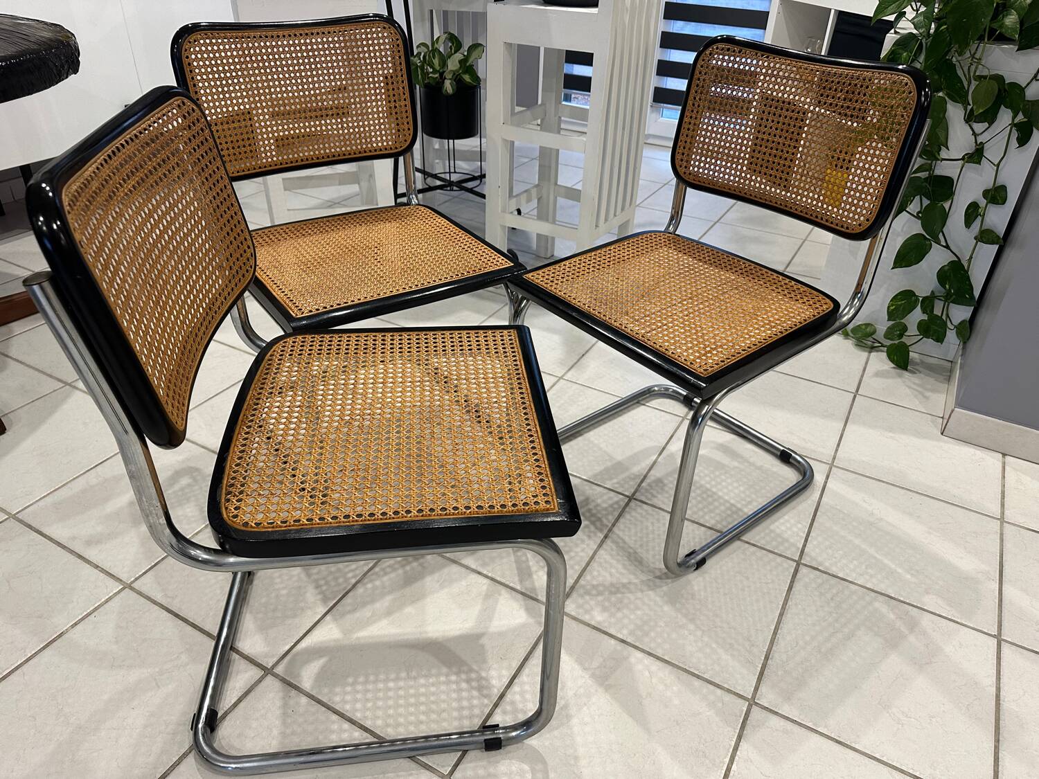 Set of 3 Cesca B32 chairs by Marcel Breuer, 1984.