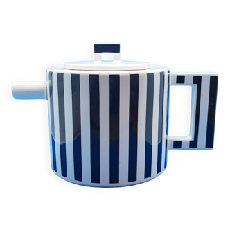 Large monochrome striped teapot