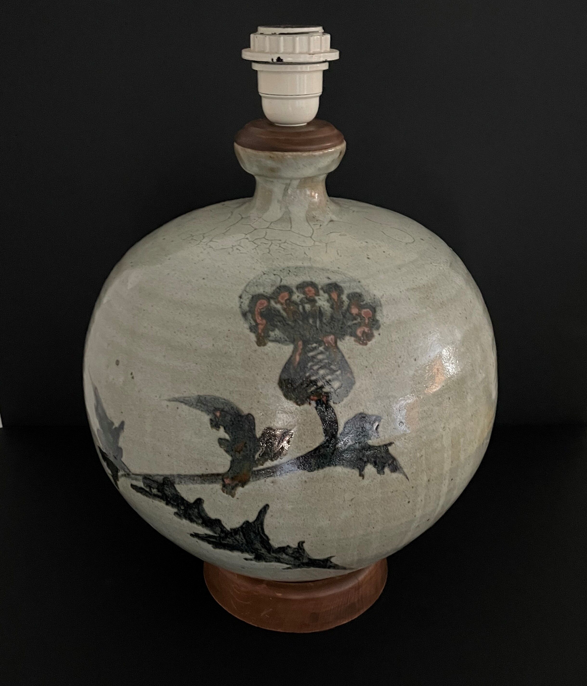 Vintage ceramic lamp Japan stoneware Mashiko