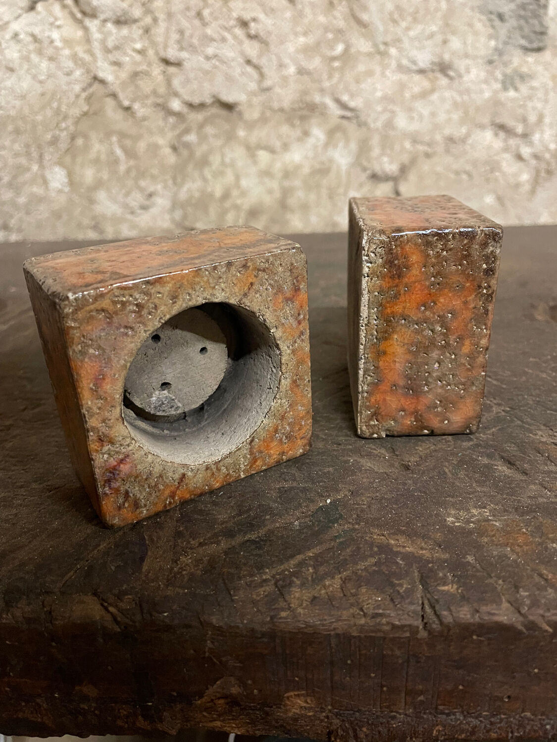 Pair of vintage candlesticks by spadaro – glazed ceramic