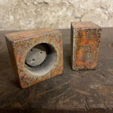 Pair of vintage candlesticks by spadaro – glazed ceramic