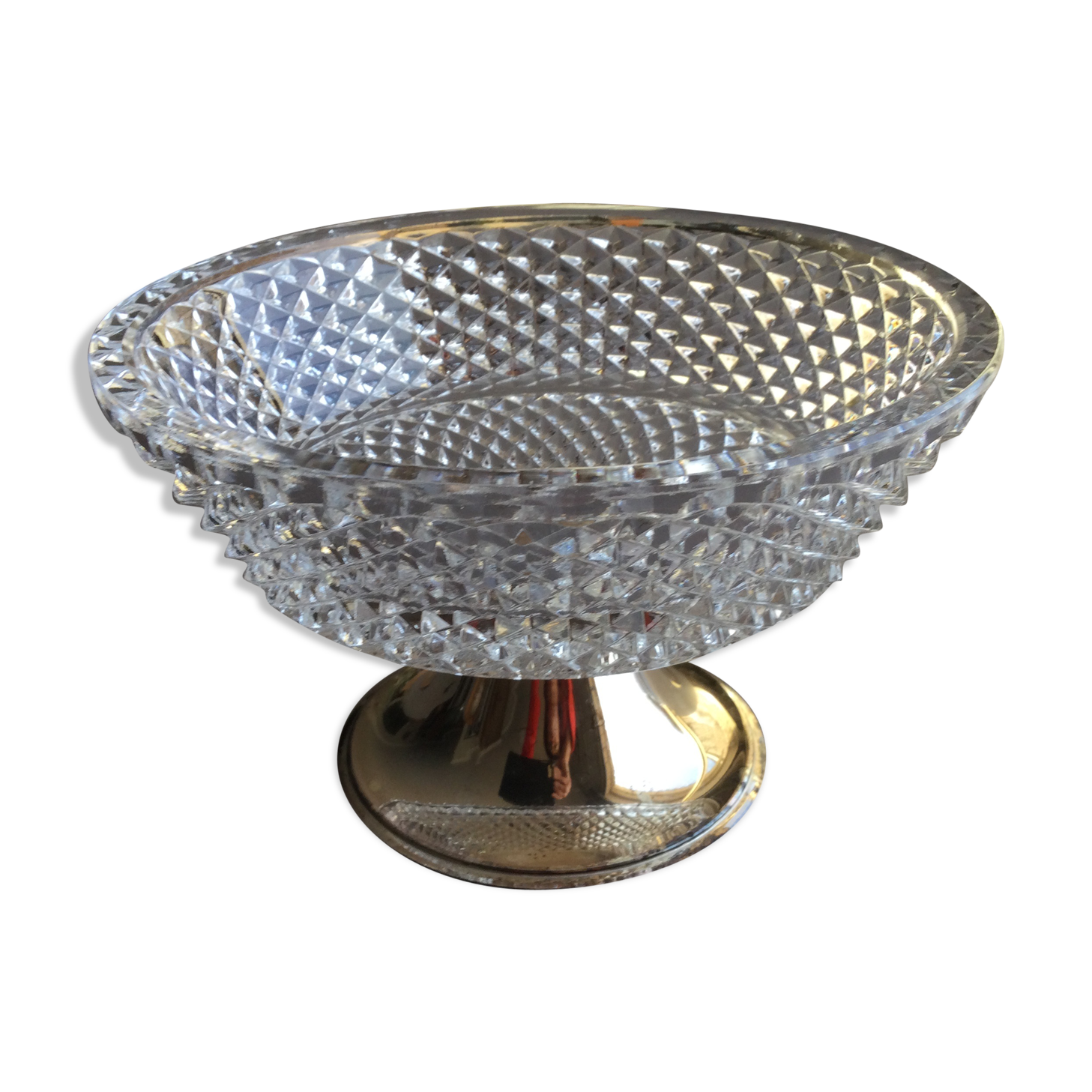 crystal and silver metal display cup