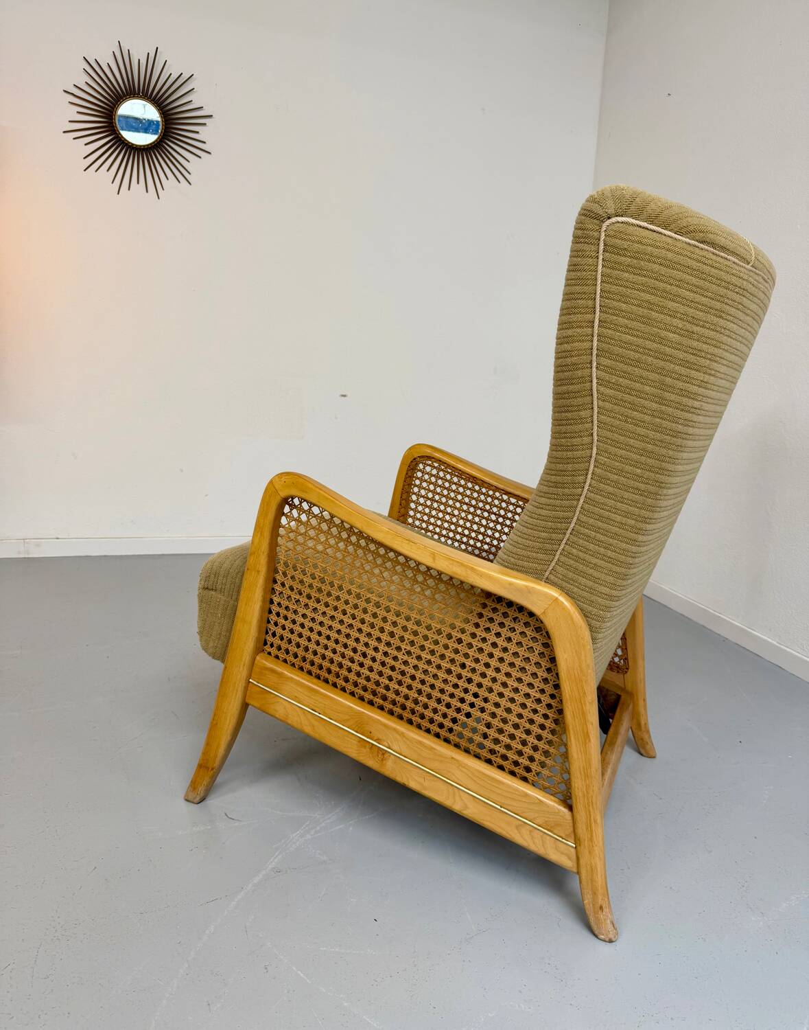 Vintage wingback recliner in Scandinavian design from the 1960s.