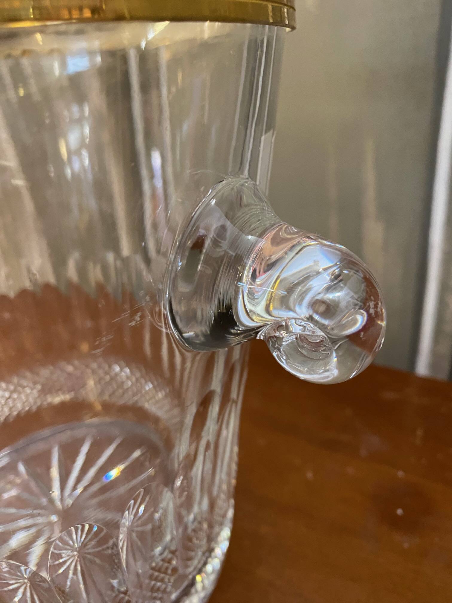 Saint Louis crystal champagne bucket with thistle thistle decor with rim