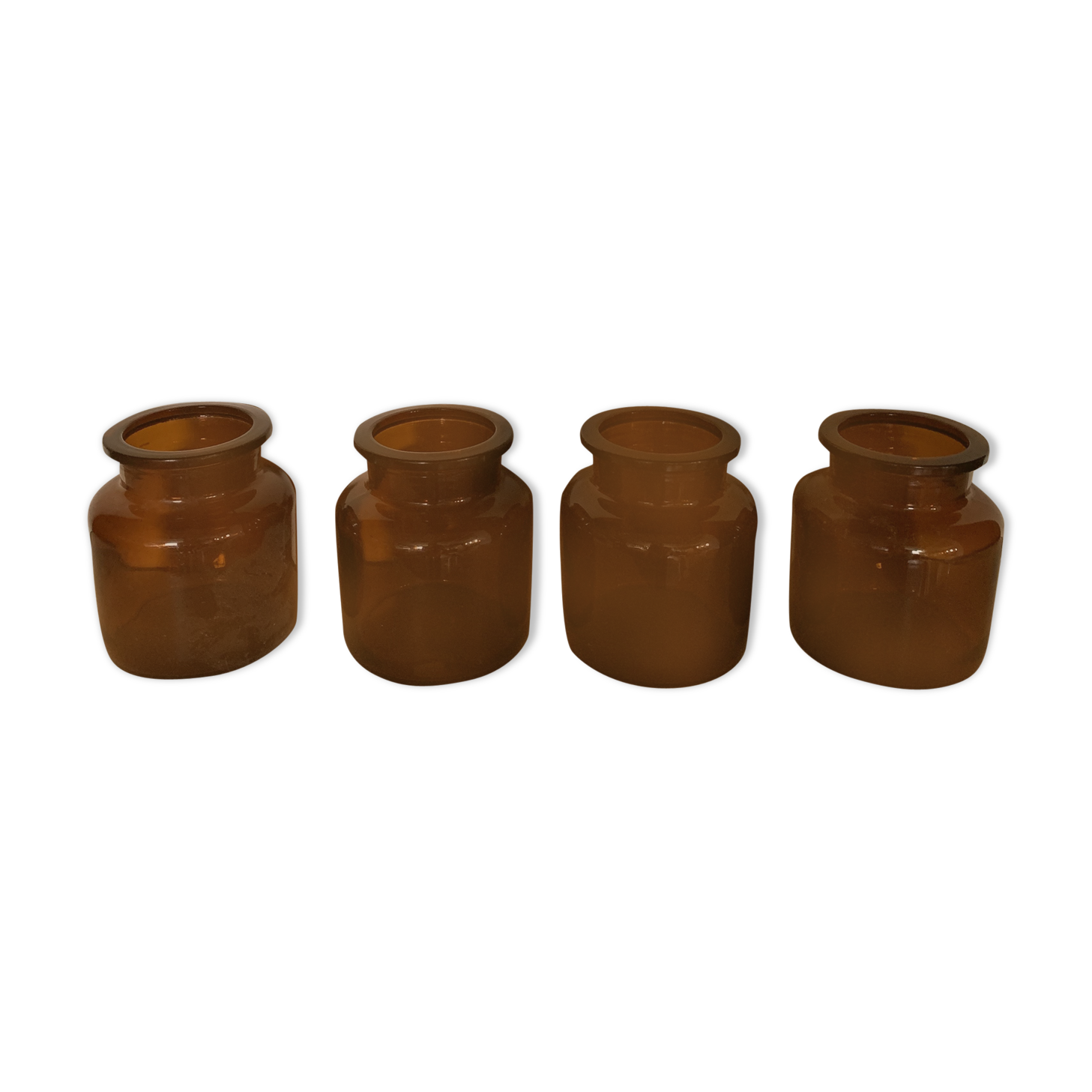 4 amber jars