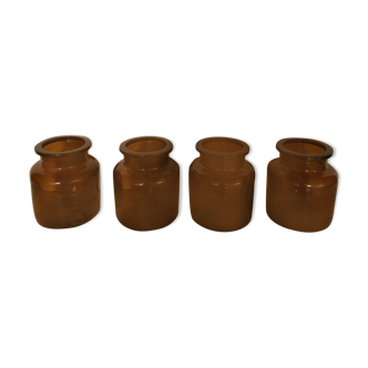 4 amber jars