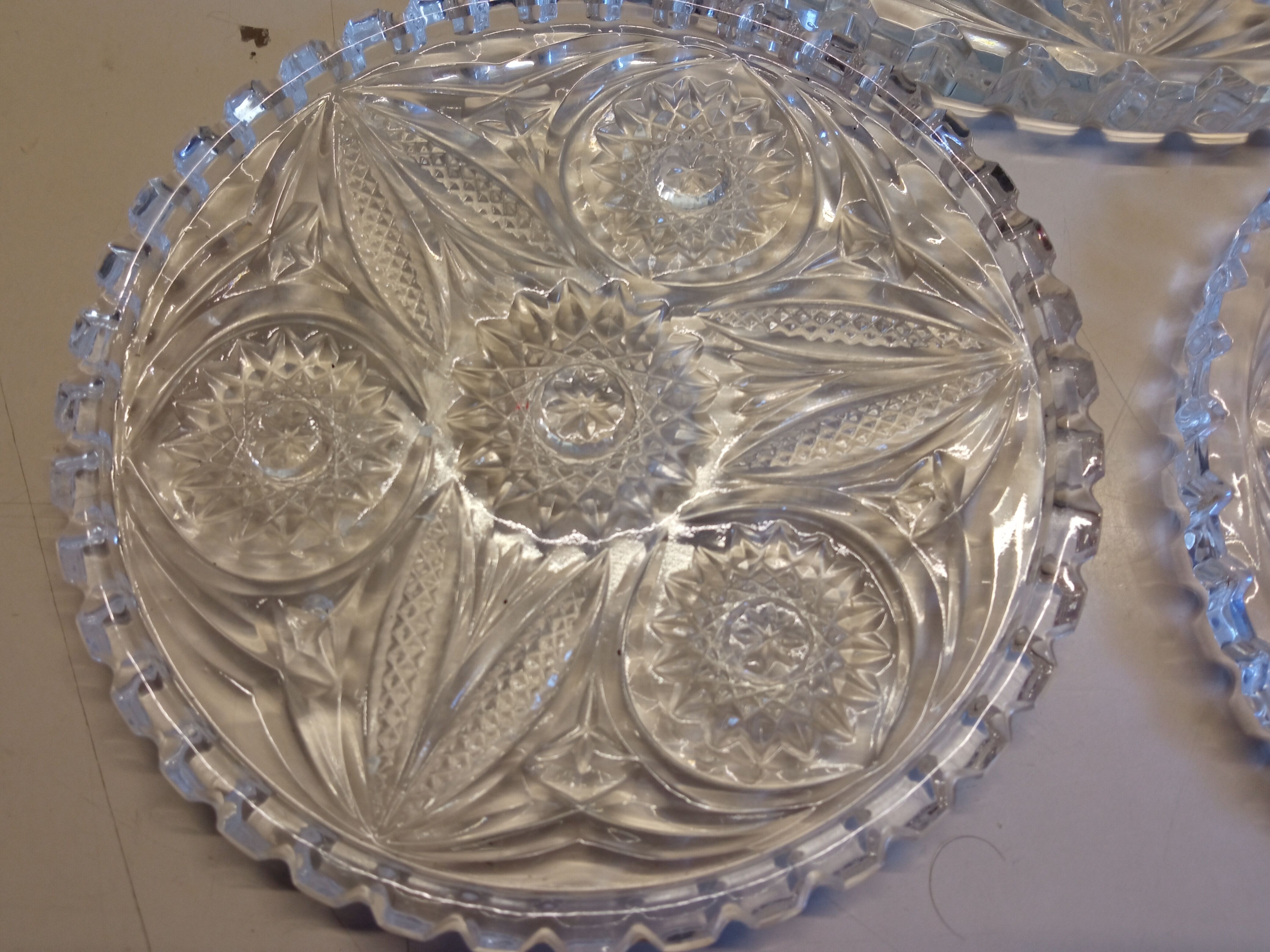Dish and bottle bottom Vintage Chiseled Glass