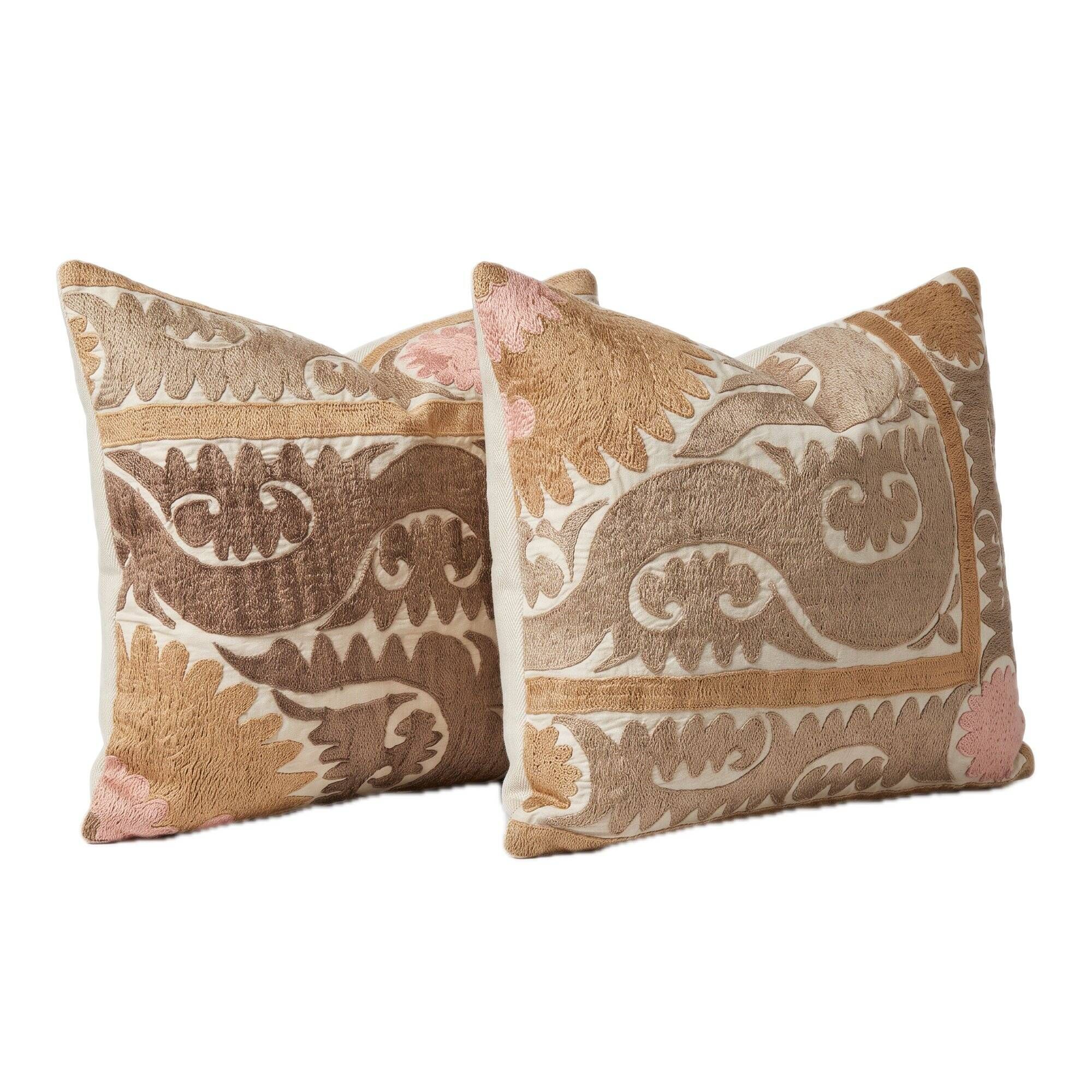 Set of 2 vintage embroidered cushion covers 56x67 cm