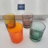 Set of 4 Mikasa colored glass glasses