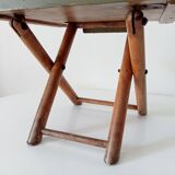 Vintage folding stool in wood and bamboo