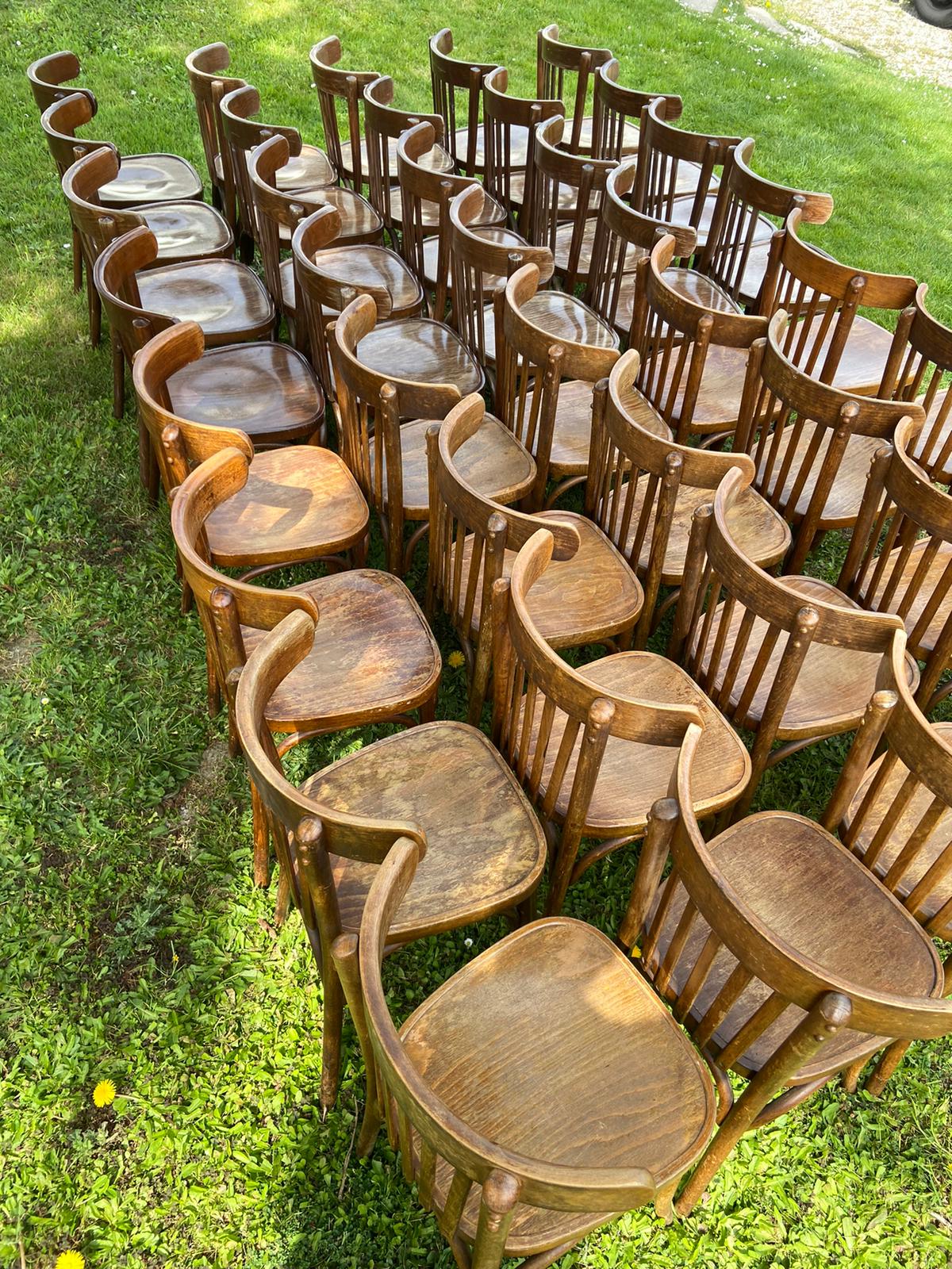 Lot of 40 wooden bistro chairs