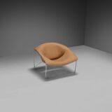 Leather and chrome Olivier Mourgue Cubique chair by Airborne, France 1968