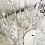 Vintage Bohemian Crystal Ice Bucket & 6 Glasses, Czech Rep. 80s