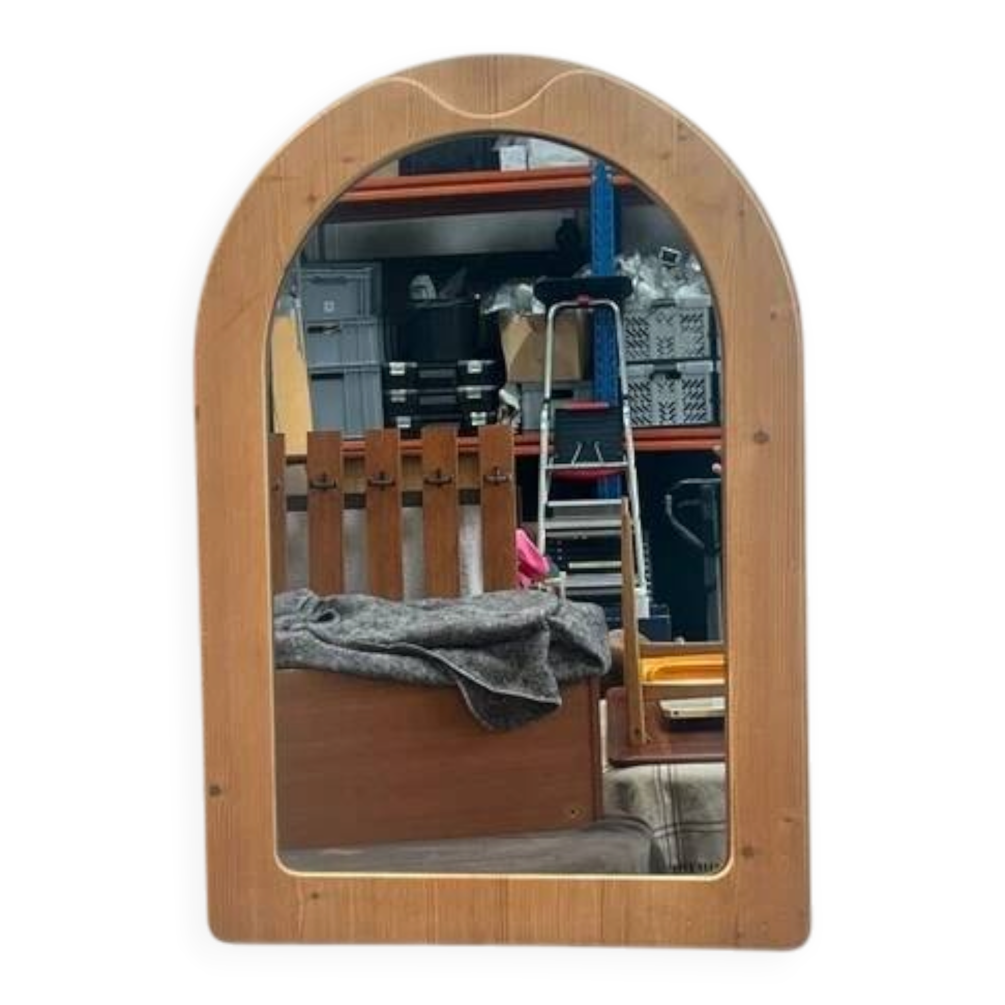 Vintage Large Pine Wooden Mirror, Sweden 1970's
