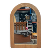Vintage Large Pine Wooden Mirror, Sweden 1970's