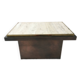 Table Basse Travertin Belgo Chrome années 1970