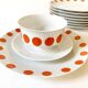 8 Schirnding Bavaria porcelain plates with orange dots, 1970s