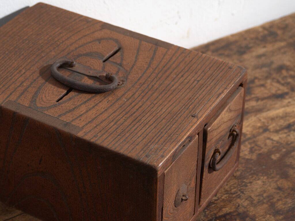 Antique Japanese box with wooden drawer – Meiji–Taishō period (c. 1890–1920)