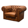 Vintage chesterfield brown leather club chair