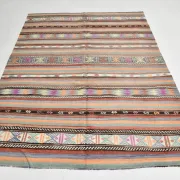 Vintage Turkish Green Kilim Rug, Bohemian Eclectic Home Decor, 176x230Cm