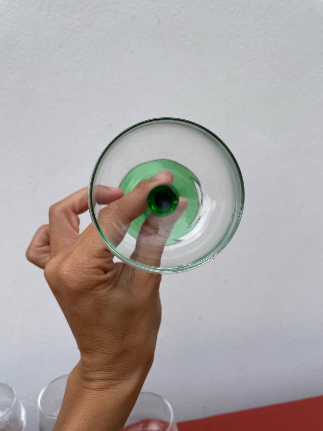 7 green Alsace wine glasses