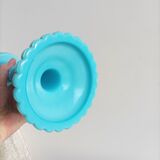 Bougeoirs anciens opaline bleu Portieux Vallerysthal