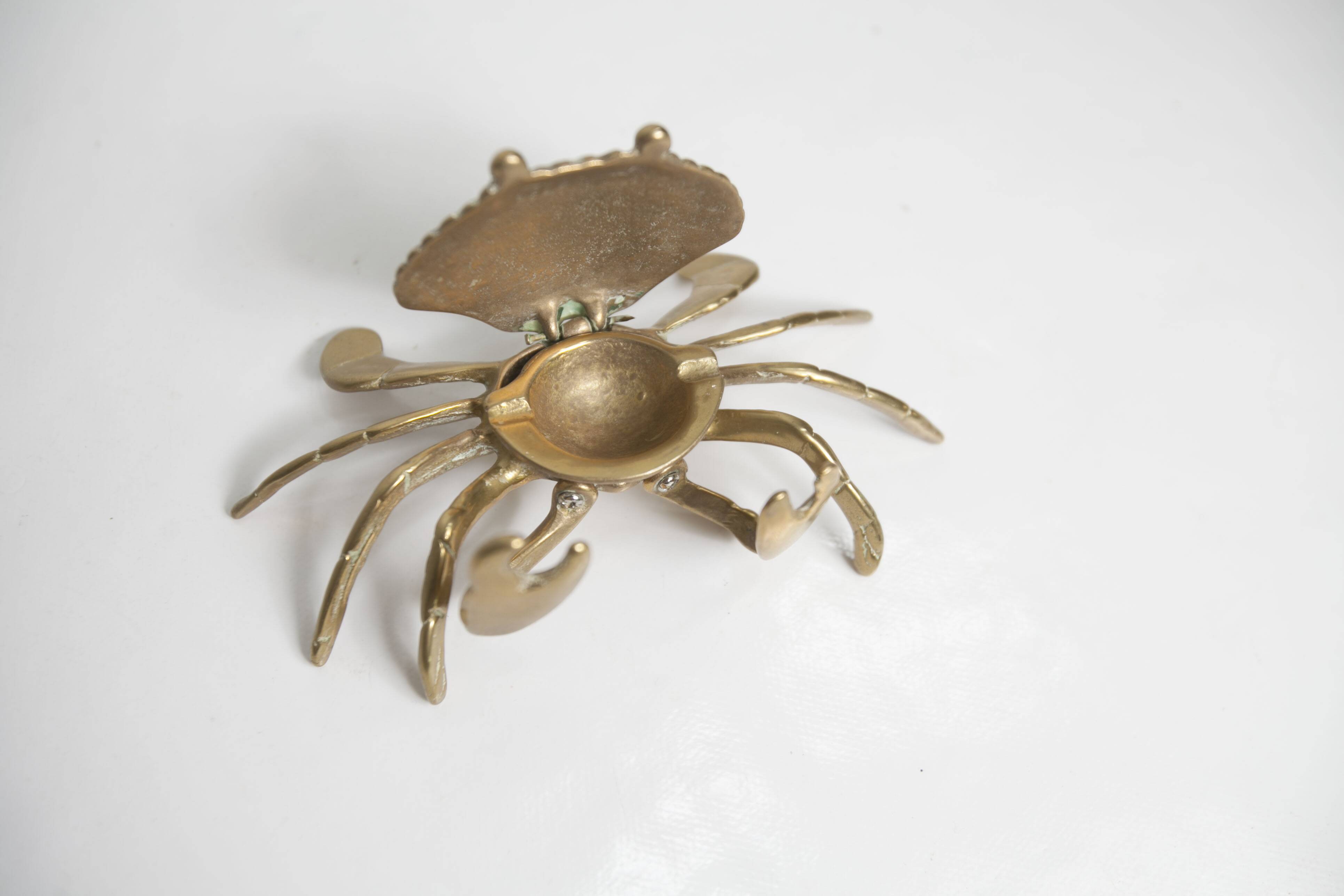 Solid brass crab ashtray 1960
