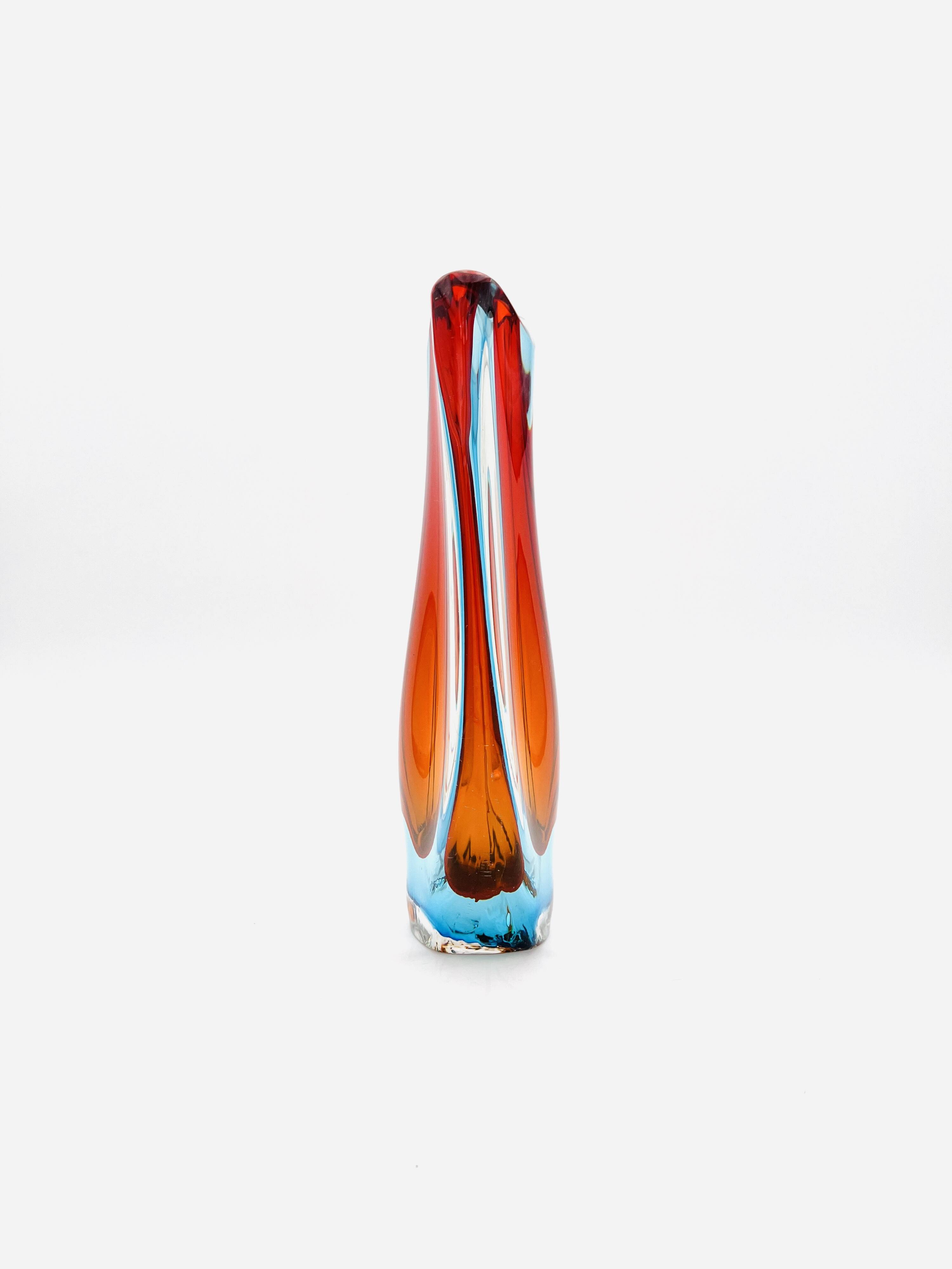 Large Sculptural Sommerso Vase Murano Flavio Poli Seguso Vetri d'Arte