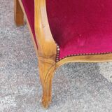 Pair of red velvet voltaire armchairs