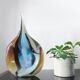 Large sculptural drop vase made of blown glass signed Mdina Glass Malta.