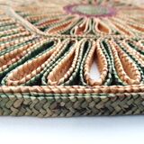 Dessous de plat en paille tressée multicolore années 70