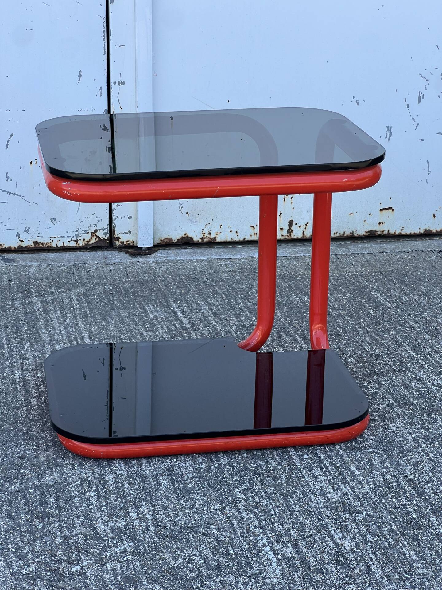tubular and glass side table from the 1980s