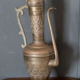 Oriental ewer in brass or copper with handle mid-twentieth