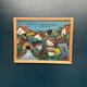 Original Swedish Oil on Panel – "Village Scene (Thick Impasto)" – Signed – Vintage and Framed