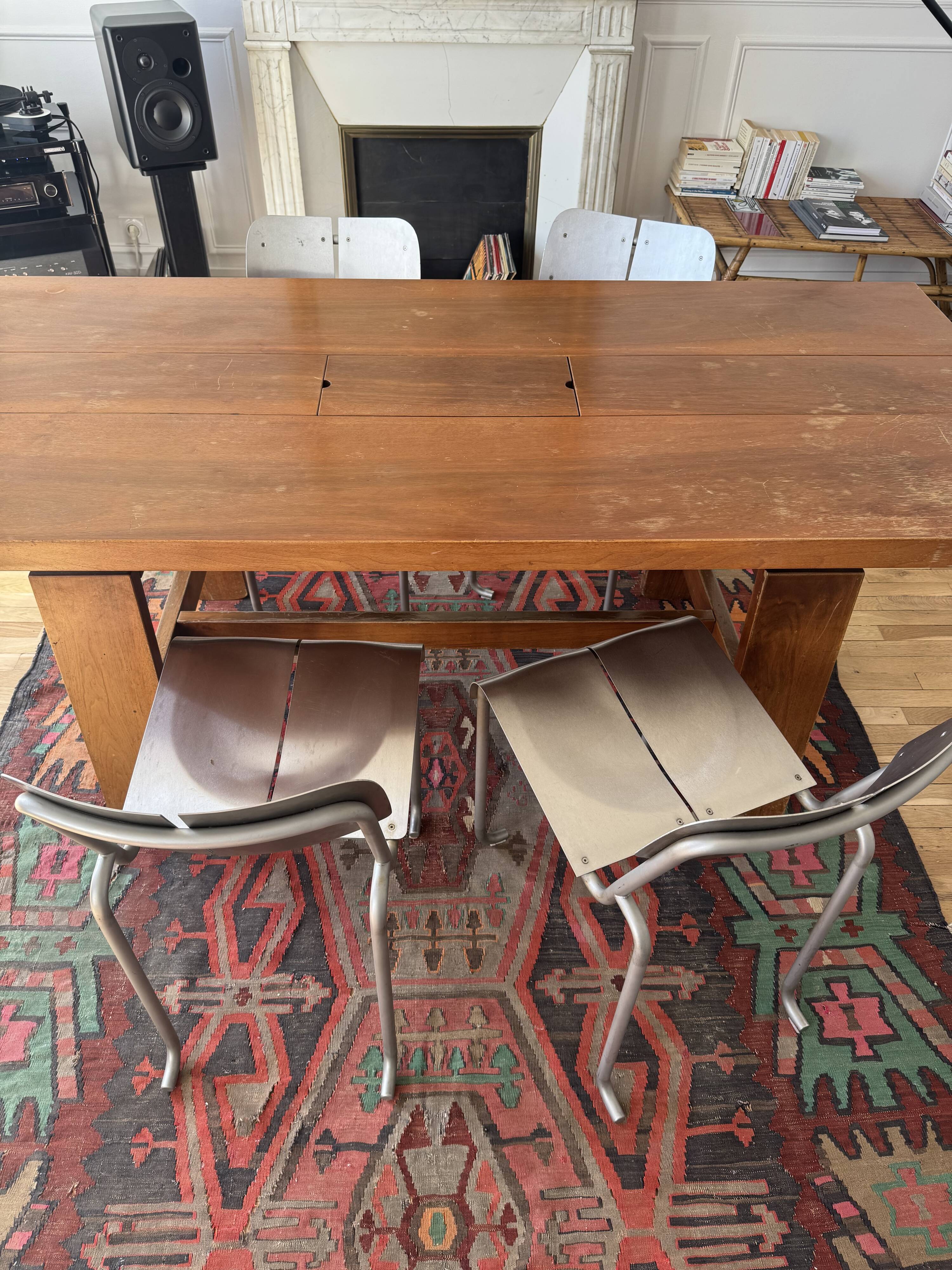 Postmodern Architectural Chairs in Stainless Steel, France, 1980
