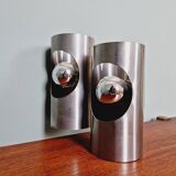 Space Age double wall lamp, in brushed aluminum, 1970s