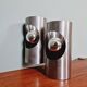 Space Age double wall lamp, in brushed aluminum, 1970s