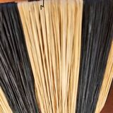 Black and white striped raffia table lamp