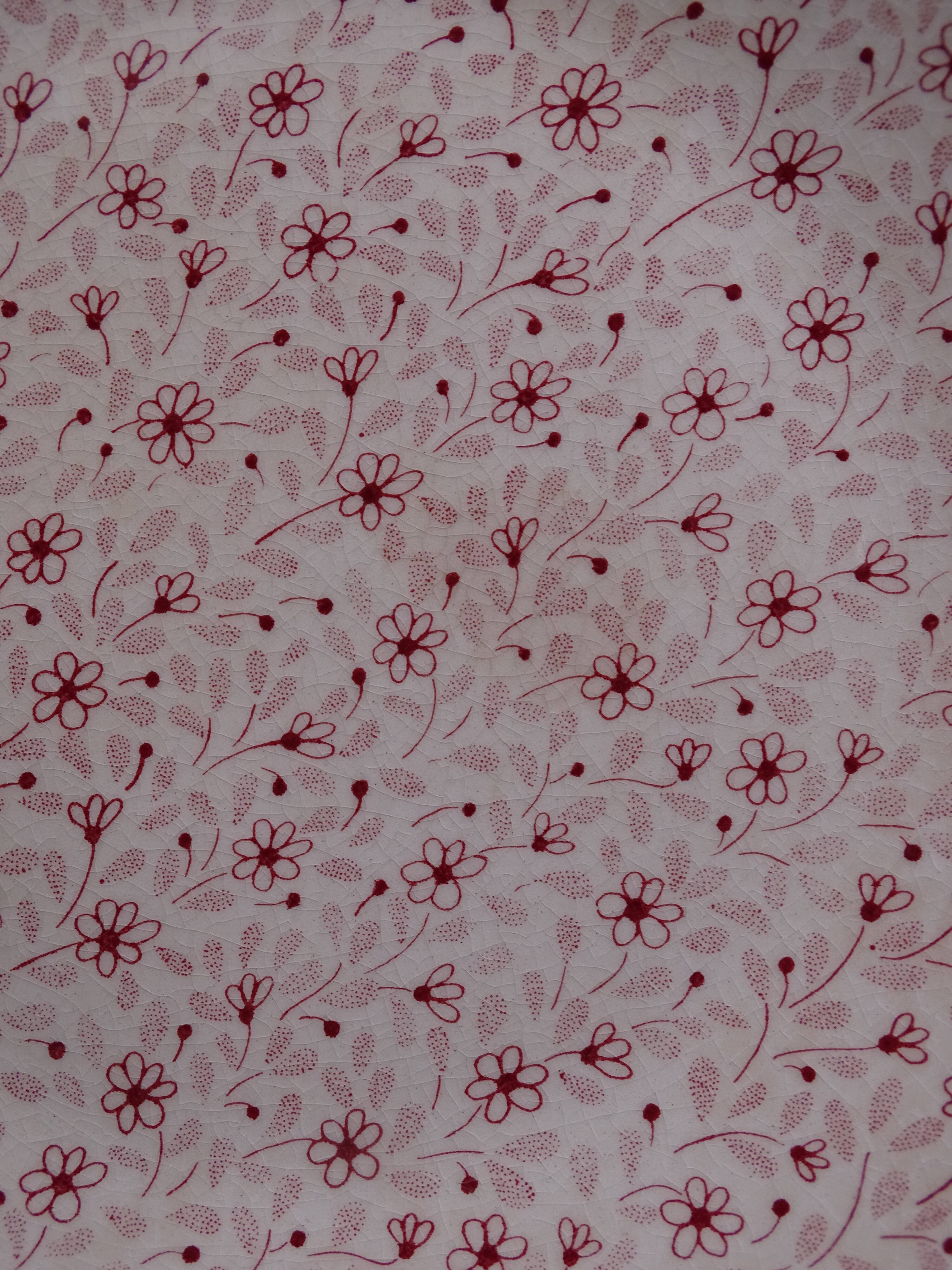 Set of 9 dessert plates in earthenware of Sarreguemines - Décor of pink flowers - 1970