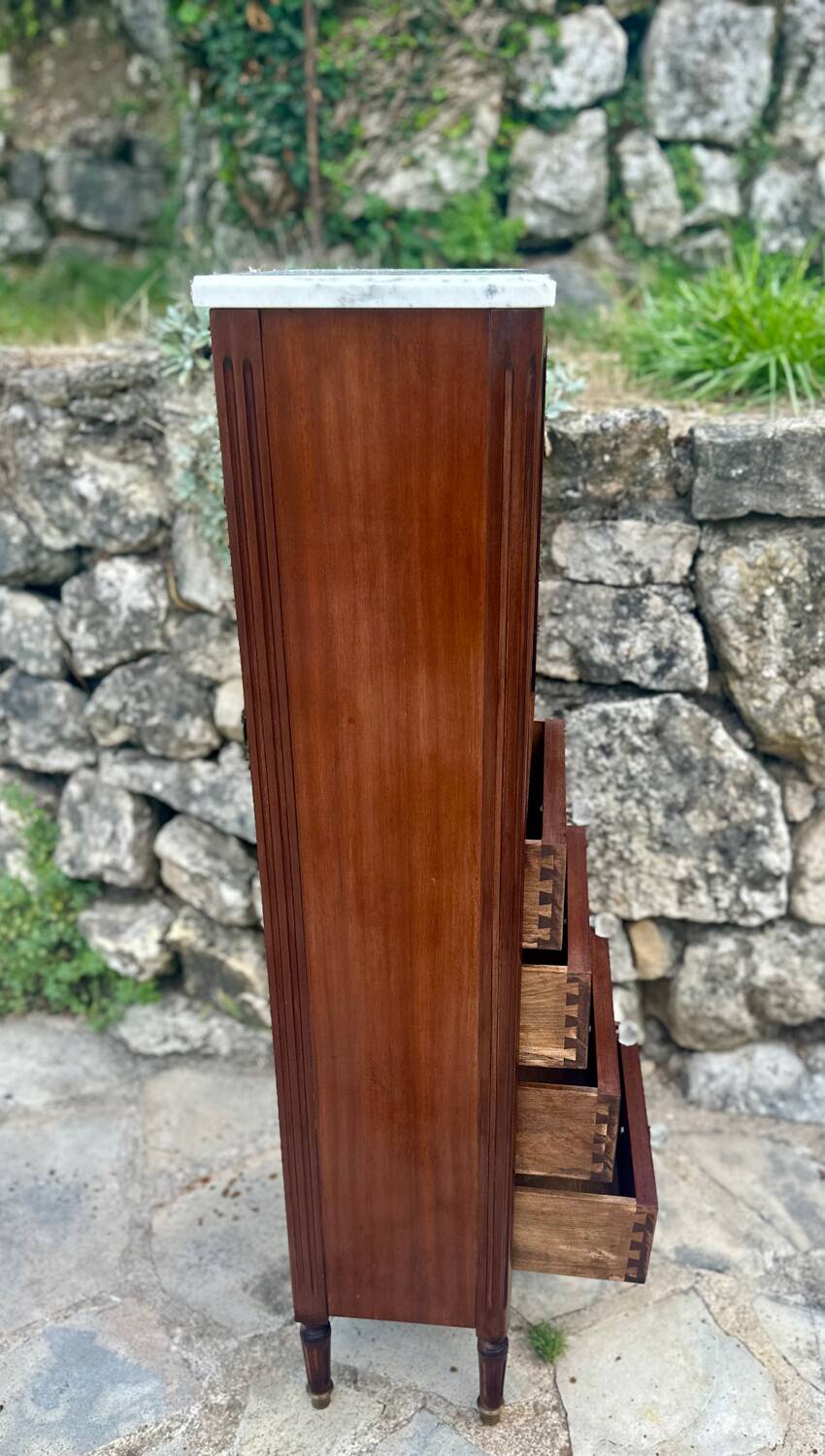 Small Louis XVI style Mahogany and mahogany veneer chiffonier