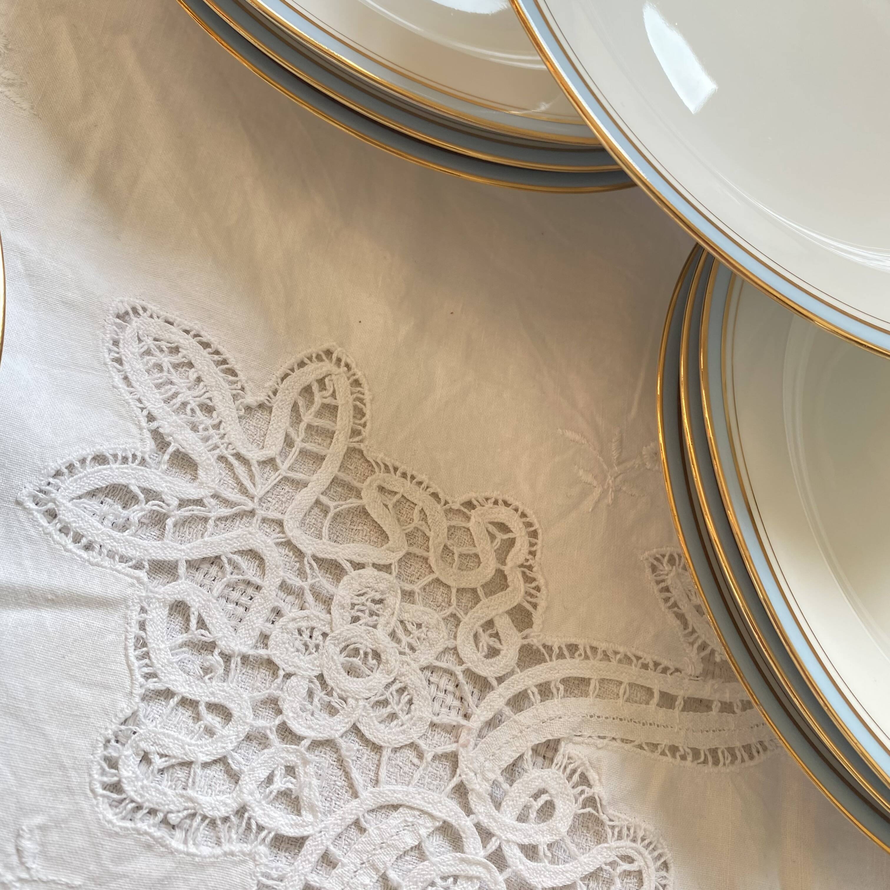 11 antique porcelain soup plates from the Couleuvre factory