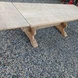 Solid oak monastery table with two extensions