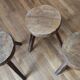 Brutalist living room / coffee table + 3 stools / design 20th