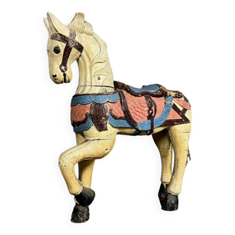 Carved and painted wooden horse from the end of the 19th century around 1880-1900