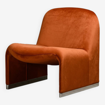 Fauteuil lounge Giancarlo Piretti Alky en velours d'automne pour Anonima Castelli, Italie