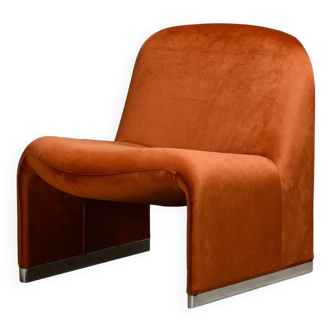 Fauteuil lounge Giancarlo Piretti Alky en velours d'automne pour Anonima Castelli, Italie